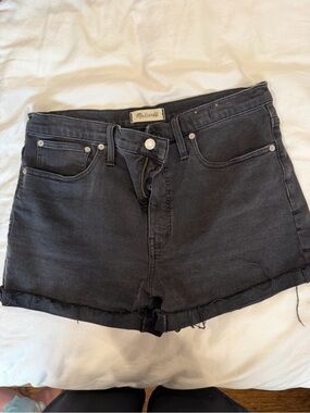 Madewell Washed Black Denim Cutoff Shorts
